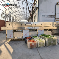 Fruit- en groentekrattenreinigingsmachine SUS304 IoT Smart Monitor PLC-besturing hogedrukreiniger droger