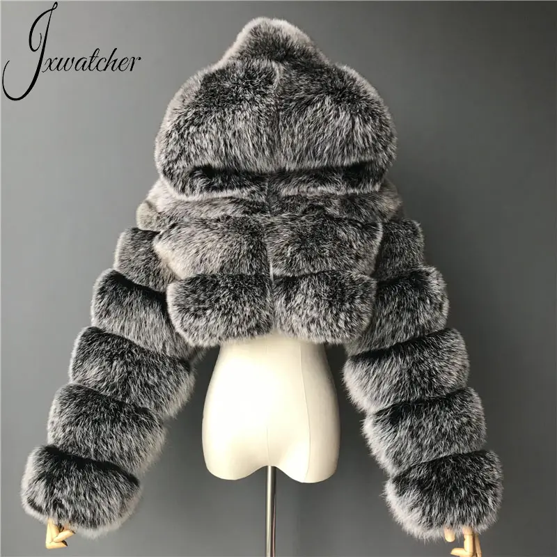 Winter Warm Soft Thick Real Fox Fur Coat Ladies Long Sleeve Natural Fur Jacket Hooded Short Style Real Fur Coat Women