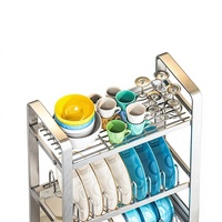 Étagère de rangement multifonctionnelle rectangulaire en acier inoxydable YOTO pour vaisselle, égouttoir multi-niveaux pour comptoir