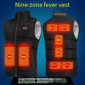 Control dual, control de temperatura de tres niveles, 65 grados, chaleco calefactor de nueve zonas, tela conductora térmica de poliéster Unisex, USB - Product Image 2