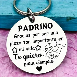 Porte-clés en acier inoxydable, cadeau pour marraine, parrain, design créatif amusant avec lettres, porte-clés, cadeau de Noël, tendance de <span class=keywords><strong>la</strong></span> mode - Product Image 2