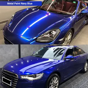 Krasbestendige Metalen Verf Marineblauw Satijn Auto Wrap Vinyl Film Met Luchtbel Vrij Voor Voertuig Grafische Cover Verpakking