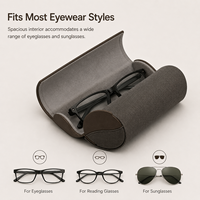 Étui à lunettes rond en cuir PU de luxe, personnalisé, fait main, double étui pour lunettes de vue et de soleil