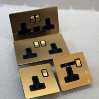 Interrupteur à bascule mural 86 à bouton-poussoir, double prise universelle UK13A, USB-C, en métal acier inoxydable doré, 16A, pour maison européenne