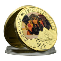Médaille commémorative en fonte plaquée or du pharaon égyptien - Cadeau souvenir de la collection de l'Égypte ancienne