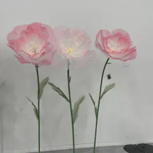 Event decorations flowers with light huge large big artificial peony poppy flowers wedding party decorative flowers