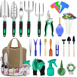 Top sale garden hand tools and equipment with Non-Slip rubber grip storage tote bag garden tool sets kit