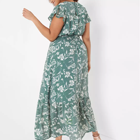Nouvelle Robe Longue Femme Couleur Personnalisée Manches Volantes Col Cache-cœur Grande Taille Vente en Gros Promotion Éco-responsable Longueur Ras du Sol