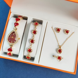 New Light Luxury <strong>Women's</strong> Heart-Shape Water Drop Quartz Pointer <strong>Watch</strong> Diamond-Encrusted Gem Gift <strong>Set</strong> Alloy <strong>Watch</strong> <strong>Set</strong> - Product Image 5