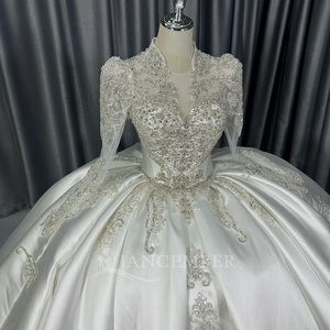 Lscm109 Ivory <b>Basque</b> Waist Crystal Beaded Ball Gown Wedding <b>Dress</b> Sparkling Bridal Gown Oem Factory Supply Jancember - Product Image 3