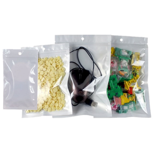 Sacs imprimés avec logo personnalisé, prix d'usine, sacs en plastique blancs avec fermeture éclair et trous, 20x30cm, pack promotionnel - Product Image 1