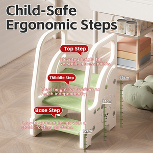 Taburete de aumento de altura de baño para niños con reposabrazos Lavabo de bebé Reposapiés Ottomon Muebles para niños - Product Image 4
