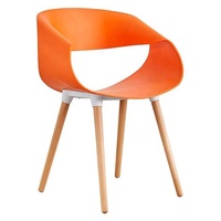 Chaise de salle à manger H-356, style nordique minimaliste scandinave, accoudoirs en bois de hêtre, pieds en polypropylène