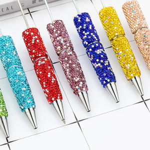 Diy Strass Full Diamant Luxe Beadable <span class=keywords><strong>Pen</strong></span> Vult Zwarte Inkt Gladde Schrijfpen Navult Kralen Balpen Voor Diy - Product Image 3