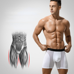 FF3986 Plus Size Anti-abrasion Legs No Ride-up Boxer <strong>Briefs</strong> <strong>Men's</strong> Sports Underpants Breathable Mesh Boxer Shorts - Product Image 2