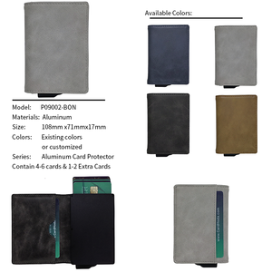 Mince Mini Rfid portefeuille en aluminium pop up portefeuille en cuir PU porte-carte de crédit sécurité rfid carte portefeuille étui - Product Image 2