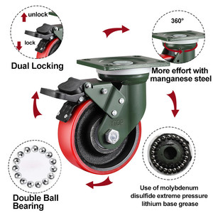 4 inç 5 inç <span class=keywords><strong>6</strong></span> inç 8 inç endüstriyel döner 360 derece 1 Ton süper ağır sarhoş tekerlek PU - Product Image 6