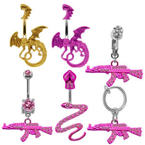 Gros 14G 316L Acier Chirurgical faux Non clip sur Anneaux <span class=keywords><strong>Nombril</strong></span> Belly button body <span class=keywords><strong>Piercing</strong></span> bijoux ensemble - Product Image 1