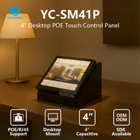 Panel de Control Táctil Portworld de 4 Pulgadas con Sistema Android/Linux, Alimentación POE, para Colocación en Escritorio con Soporte