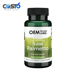 Ekstrak organik dan vitamin dalam gergaji kapsul Palmetto dengan label pribadi untuk rambut Wanita Pria Kesehatan prostat dengan Saw Palme
