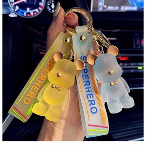 Crystal Glass Bear Keychain Acrylic Car Key Accessory Cartoon Mobile Phone Charm Decorate Couple Bag Pendant - Product Image 5