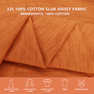 Tissu jersey en coton slub 32S, largeur 185 cm, 130 g/m², léger, respirant, doux, tombé fluide, pour camisole, robe, chemise de nuit, t-shirts à texture slub - Product Image 1