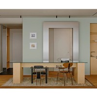 Bureau d'ordinateur commercial moderne et minimaliste en bois, grand format, avec plateau en verre, multifonctionnel, rectangulaire, pour plusieurs personnes