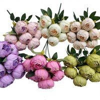 Bouquet de pivoines artificielles à 7 têtes faites à la main, fleurs de décoration florale pour la fête à la maison et Noël pour la Saint-Valentin
