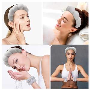 Grande Promotion : Bandeau Éponge Spa et Bracelets de Poignet, Accessoires Cheveux pour Lavage du Visage, Demaquillage et Soins Cutanés, Bandeau Facial pour Femme - Product Image 3