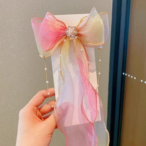 Summer Girls Princess Hairpins Lovely <span class=keywords><strong>Ribbon</strong></span> Hair Pins e <span class=keywords><strong>Clips</strong></span> para crianças Tranças Headdress Princess <span class=keywords><strong>Ribbon</strong></span> Acessórios - Product Image 4