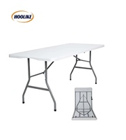 Vente en gros de mobilier d'extérieur Table de camping en plastique pour jardin Table pliante à chevalet en plastique HDPE portable blanche pour événements