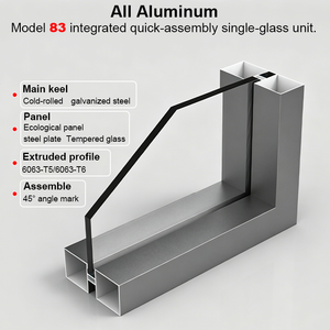 Système de cloison en verre simple pièce de 83 mm, cloison de bureau moderne en aluminium pour les écoles, les hôpitaux et les professionnels - Product Image 2