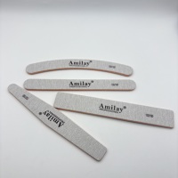 Lime à ongles double face semi-lune à rayures zébrées 100/180 Mesh, réutilisable, en papier de verre, supporte la personnalisation du logo de marque OEM & ODM