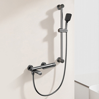 Ensemble de douche en aluminium haute pression avec douchette à main eau chaude et froide et bec de baignoire mural, vente en gros usine