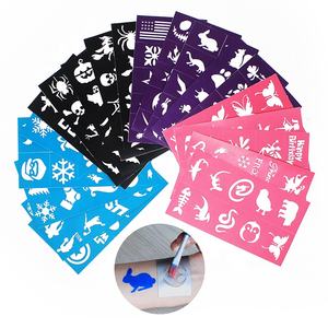 Kit di stencil per tatuaggi per viso e corpo per bambini, in PVC atossico e delicato sulla pelle, con divertenti giochi di disegno e modelli. - Product Image 2