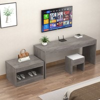 Ensemble complet de meubles en bois sur mesure pour chambre d'hôtel : meuble TV, casier à bagages et bureau, idéal pour usage commercial dans les maisons d'hôtes et auberges