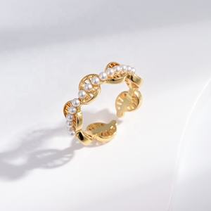 Prix d'usine, bagues vintage en argent sterling 925 plaqué or 18 carats, mode mariage, ouvertes, ajustables, pour femmes, délicates, avec perles. - Product Image 2