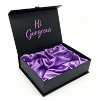 Boîte à perruque magnétique pliable de luxe personnalisée, boîte cadeau en carton recyclé avec insert en satin pour l'emballage de perruques et de lingerie