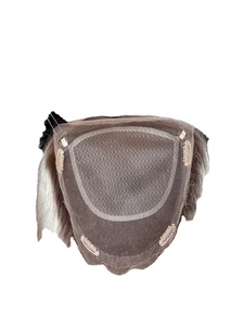 Lujo nuevo diseño europeo cabello humano crudo Toppers 8*8 encaje completo Topper Mini peluca nudos individuales 5,0 con aspecto Natural - Product Image 4