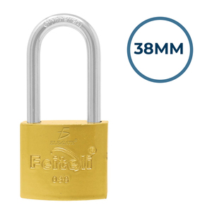 กุญแจเหล็กเฟอเทลี ขนาด 38 มม. แบบห่วงยาว สีทอง - Product Image 4