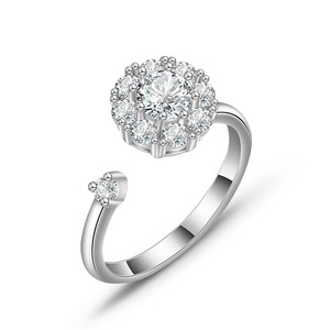 Women's Flower Zircon Open Ring Micro Pave Rotating Design Gift Jewelry - Product Image 3