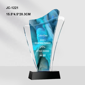 Jadevertu COLOR PRINT <span class=keywords><strong>Glory</strong></span> trofeo Premio Regalo de negocios azul placa de vidrio Premio personalizado - Product Image 4