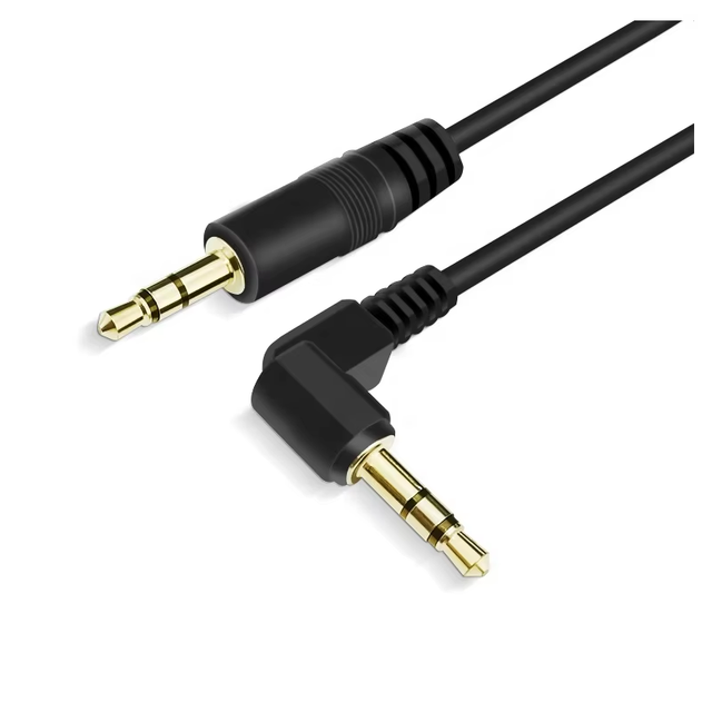 Gold Plated Right Angle Male to Male Stereo Audio 3.5MM TRS Car Aux Cable