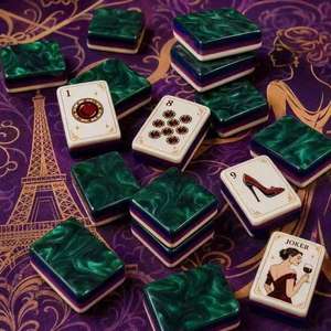 Bestselling Custom Sage Green ABS Water Ripple American Mahjong Set with <b>Folding</b> Legs for 4 Players Modern American Style - Product Image 1