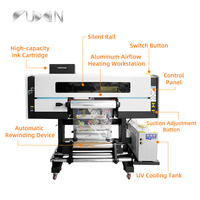 Printer 3D bordir & DTF terintegrasi, I3200-U1 kepala semua dalam 1 UV Printer DTF kecepatan tinggi 60cm untuk kaus