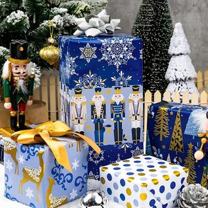 Christmas Wrapping Paper Roll <b>Nutcracker</b> Christmas Gift Wrapping Paper Navy blue wrapping paper Gold Foil Wrapping Paper - Product Image 1