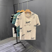 Camiseta Corta con Diseño Estampado Completo para Hombre, Estilo Casual Holgado de Verano, Top Básico, Tendencia de Internet, Versátil, Manga Corta
