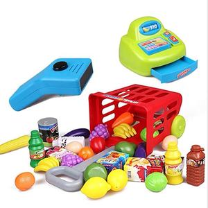 Chariot de comptoir de supermarché pour 2 enfants et plus de 30 pièces, accessoires alimentaires de jeu inclus avec Machine de <span class=keywords><strong>caisse</strong></span> <span class=keywords><strong>enregistreuse</strong></span> - Product Image 5
