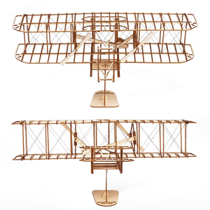 Modelo de Avión de Madera de los <span class=keywords><strong>Hermanos</strong></span> <span class=keywords><strong>Wright</strong></span>, Rompecabezas Histórico 3D, Juguete Educativo DIY, Manualidades, Piezas Móviles, Fácil de Armar - Product Image 1