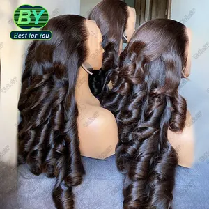 Kabarık bahar kıvırcık İŞLENMEMİŞ SAÇ vietnamca 13*4 dantel HD tutkalsız peruk çift çizilmiş bakire brezilyalı İnsan saç peruk siyah kadınlar için